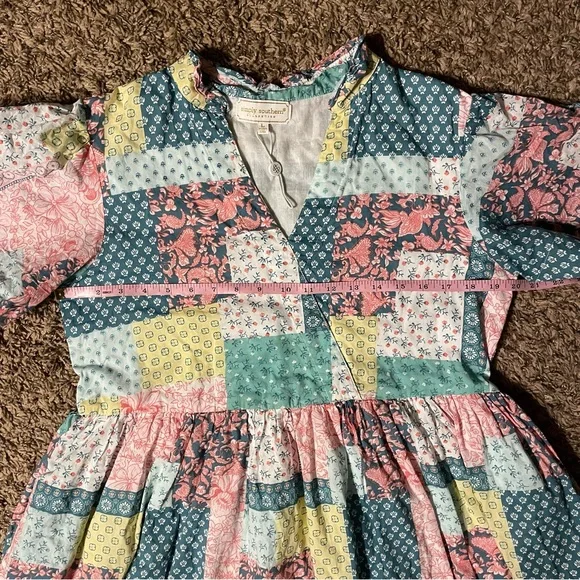 Simply Southern Womens Large Patchwork Floral Midi Dress Preppy Modest Pockets - Picture 8 of 9